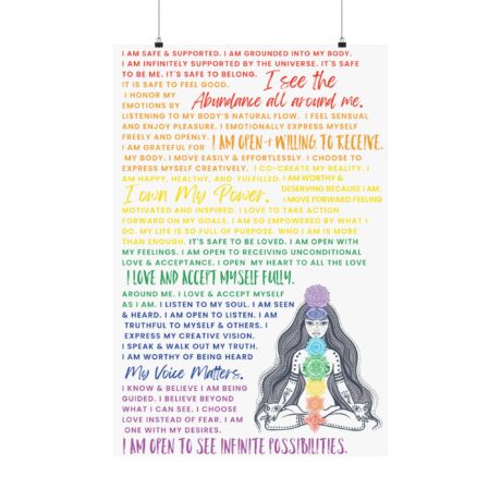 Chakra Affirmations poster Premium Matte 24" - 36"