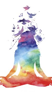 Watercolor woman silhouette of lotus yoga pose